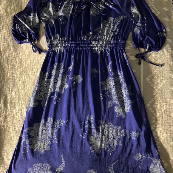 Roots Blue and White Jersey Mini Dress - Picture 6 of 7